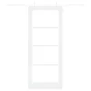  Csúszó ajtó Fehér 83 x 202 cm Tömör fenyőfa és üveg