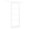  Csúszó ajtó Fehér 83 x 202 cm Tömör fenyőfa és üveg