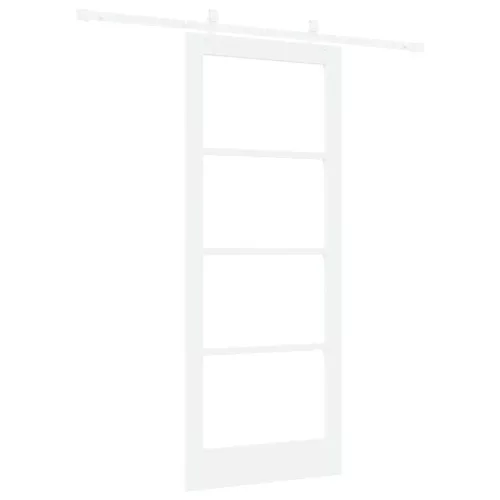  Csúszó ajtó Fehér 83 x 202 cm Tömör fenyőfa és üveg