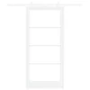  Csúszó ajtó Fehér 93 x 202 cm Tömör fenyőfa és üveg