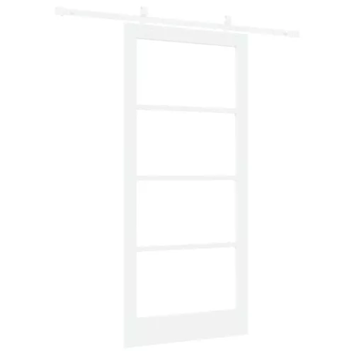  Csúszó ajtó Fehér 93 x 202 cm Tömör fenyőfa és üveg