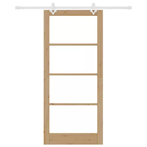  Csúszó ajtó Természetes 93 x 211 cm Tömör fenyőfa és üveg