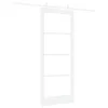  Csúszó ajtó Fehér 83 x 202 cm Tömör fenyőfa és üveg