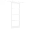  Csúszó ajtó Fehér 83 x 211 cm Tömör fenyőfa és üveg