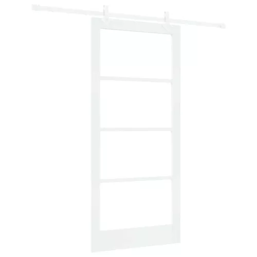  Csúszó ajtó Fehér 93 x 202 cm Tömör fenyőfa és üveg