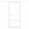  Csúszó ajtó Fehér 93 x 202 cm Tömör fenyőfa és üveg