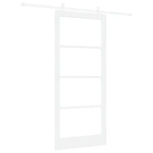  Csúszó ajtó Fehér 93 x 211 cm Tömör fenyőfa és üveg