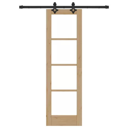  Csúszó ajtó Természetes 61 x 198,5 cm Tömör fenyőfa és üveg