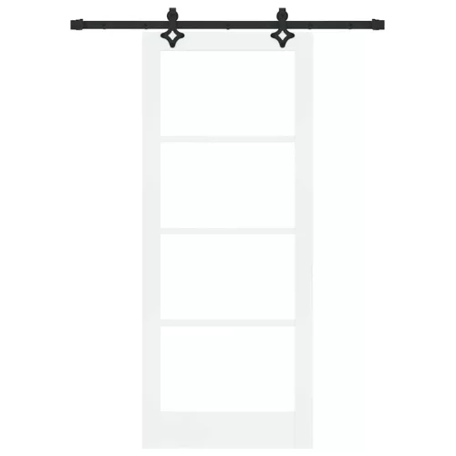  Csúszó ajtó Fehér 83 x 202 cm Tömör fenyőfa és üveg