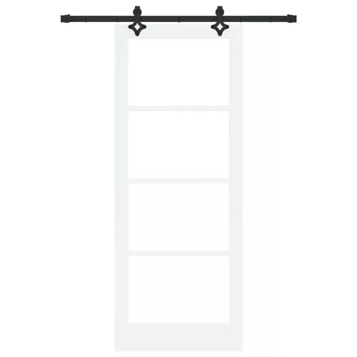  Csúszó ajtó Fehér 83 x 211 cm Tömör fenyőfa és üveg