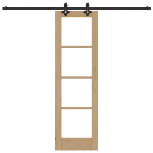  Csúszó ajtó Természetes 61 x 198,5 cm Tömör fenyőfa és üveg
