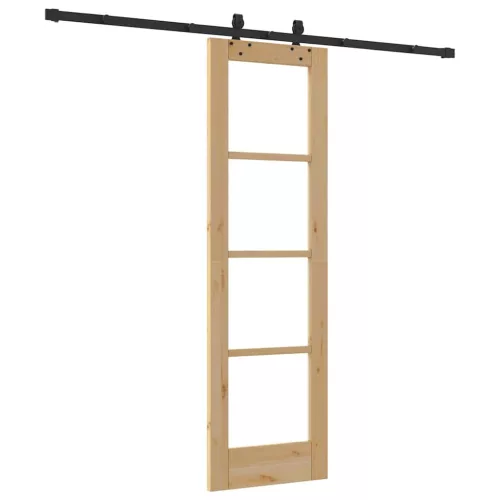  Csúszó ajtó Természetes 61 x 198,5 cm Tömör fenyőfa és üveg