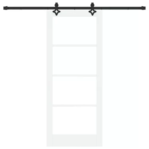  Csúszó ajtó Fehér 83 x 202 cm Tömör fenyőfa és üveg