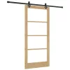  Csúszó ajtó Természetes 93 x 202 cm Tömör fenyőfa és üveg