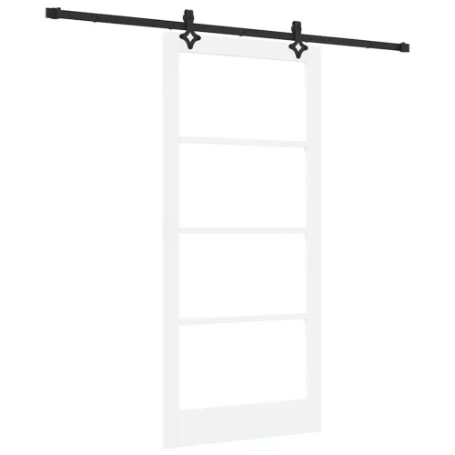  Csúszó ajtó Fehér 93 x 202 cm Tömör fenyőfa és üveg