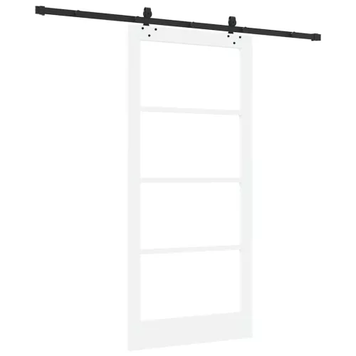  Csúszó ajtó Fehér 93 x 202 cm Tömör fenyőfa és üveg