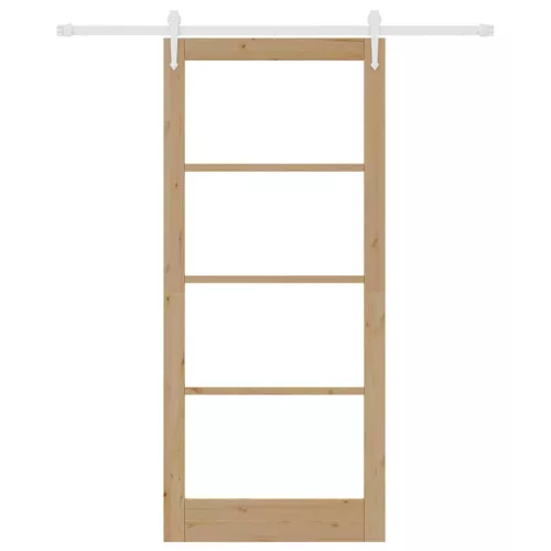  Csúszó ajtó Természetes 93 x 211 cm Tömör fenyőfa és üveg