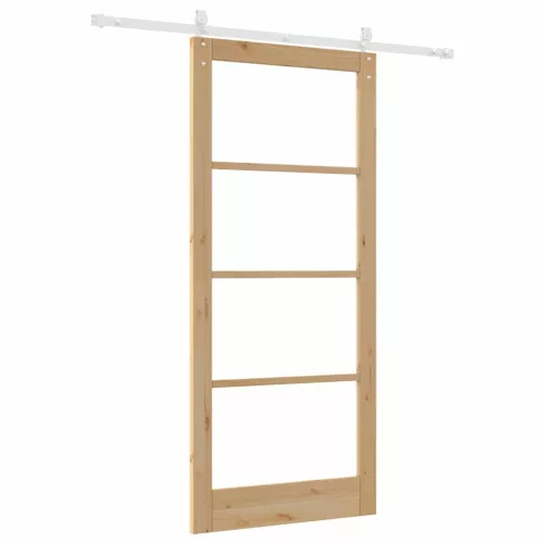  Csúszó ajtó Természetes 93 x 211 cm Tömör fenyőfa és üveg
