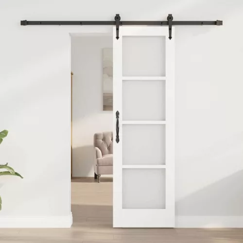  Csúszó ajtó Fehér és fekete 61 x 198,5 cm Tömör fenyőfa és üveg