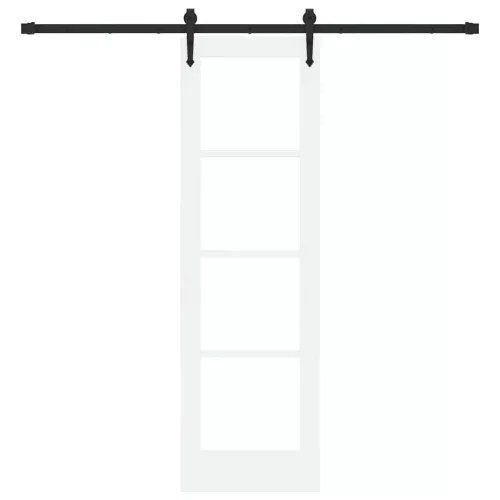  Csúszó ajtó Fehér és fekete 61 x 198,5 cm Tömör fenyőfa és üveg