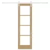  Csúszó ajtó Természetes 61 x 198,5 cm Tömör fenyőfa és üveg