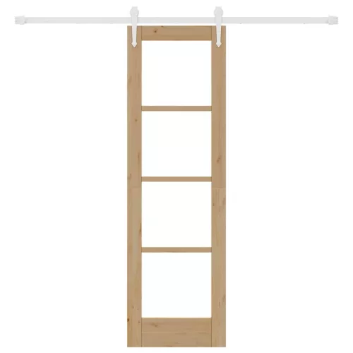  Csúszó ajtó Természetes 61 x 198,5 cm Tömör fenyőfa és üveg