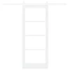  Csúszó ajtó Fehér 83 x 202 cm Tömör fenyőfa és üveg
