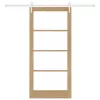  Csúszó ajtó Természetes 93 x 202 cm Tömör fenyőfa és üveg