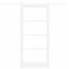 Csúszó ajtó Fehér 93 x 202 cm Tömör fenyőfa és üveg