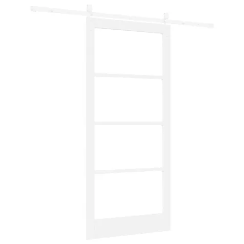  Csúszó ajtó Fehér 93 x 202 cm Tömör fenyőfa és üveg