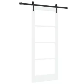    Csúszó ajtó ORKDAL Fehér 83 x 202 cm Tömör fenyőfa és üveg