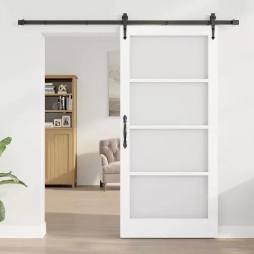  Csúszó ajtó ORKDAL Fehér 93 x 202 cm Tömör fenyőfa és üveg