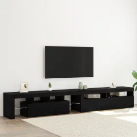    TV szekrény 3 darab LED világítással, fekete tölgy, szerelt fa