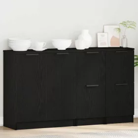 Széf 3 pcs Fekete tölgy Faanyag