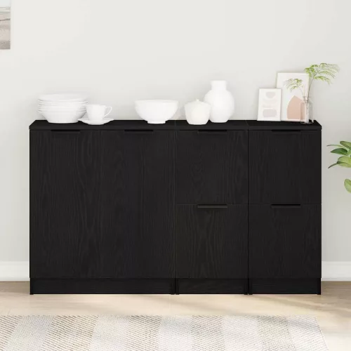  Széf 3 pcs Fekete tölgy Faanyag