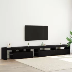    TV szekrények 3 db LED világítással Fekete tölgy Mérnöki fa