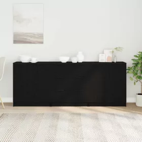  Széf fiókkal 3 pcs Fekete tölgy 180 x 30 x 70 cm Faanyag