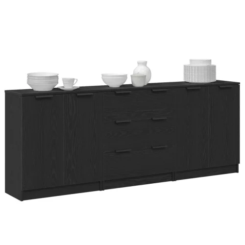  Széf fiókkal 3 pcs Fekete tölgy 180 x 30 x 70 cm Faanyag