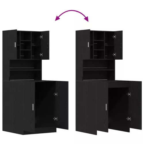  mosógép szekrények 2 db Fekete tölgy 70.5x71.5x181.5 cm szerelt fából