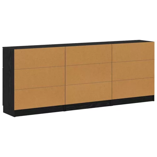  Széf fiókkal 3 pcs Musta tammi 60 x 30 x 70 cm Faanyag