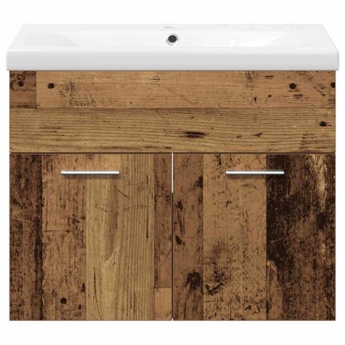  Fürdőszoba bútor szett Falra szerelhető 3 pcs Öreg fa Faanyag