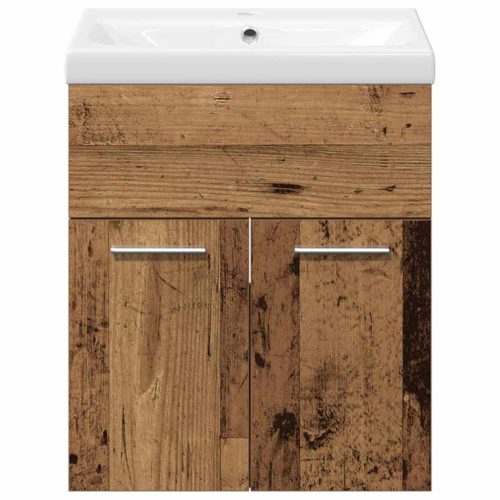  Fürdőszoba bútor szett Falra szerelhető 3 pcs Öreg fa Faanyag