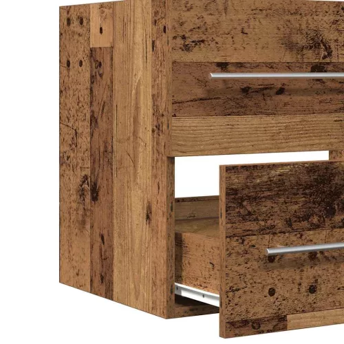  Mosdókagylós szekrény fiókkal 2 pcs Öreg fa 60 x 38.5 x 48 cm