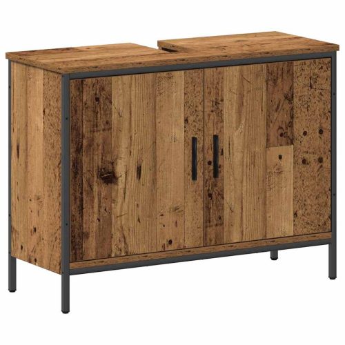  Fürdőszobai Mosdószekrények polcokkal 3 pcs Barna Faanyag