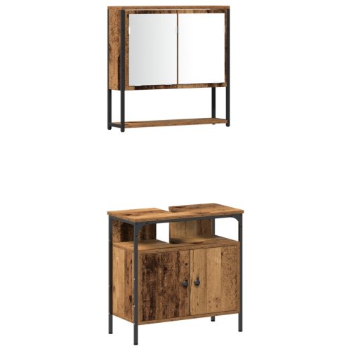  3 darabos fürdőszoba bútorkészlet régi fa