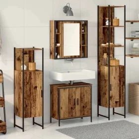    Fürdőszoba bútor szett 4 pcs Barna 33 x 33 x 185.5 cm Faanyag