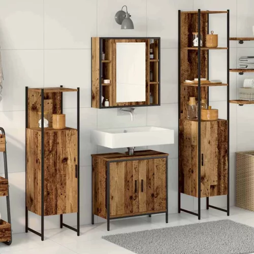  Fürdőszoba bútor szett 4 pcs Barna 33 x 33 x 185.5 cm Faanyag