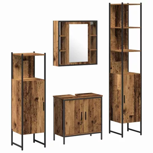  Fürdőszoba bútor szett 4 pcs Barna 33 x 33 x 185.5 cm Faanyag
