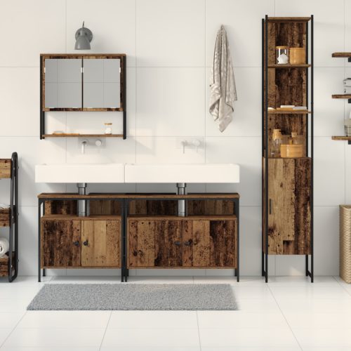  fürdőszoba mosdószekrény beépített mosdóval - régi fa hatás