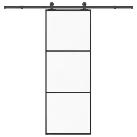    ESG üveg és alumínium tolóajtó fémszerelvény-szettel 76x205 cm